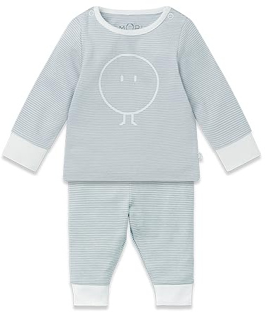 MORI Unisex Pyjamas Blue Stripe Organic Cotton Bamboo Nightwear with Elasticated Waistband Breathable Lightweight for Toddlers 4-5 Years Comfortable Durable Sleepwear for Boys and Girls