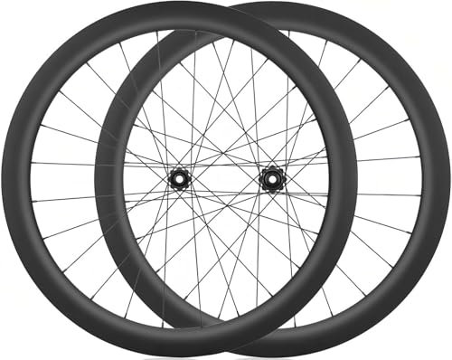 700C Carbon Fiber Disc Bremse Fahrrad Räder 24H Naben Für 8/9/10/11/12 Geschwindigkeit Kassette Straße Steckachse Vorder- Und Hinterräder Center Lock Black,700C/50MM