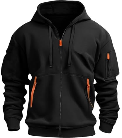 Generisch Herren Hoodie Y2k Basic Jogging Sport Hoodie Kordelzug Mit Taschen Slim Fit Reißverschluss Gym Pullover