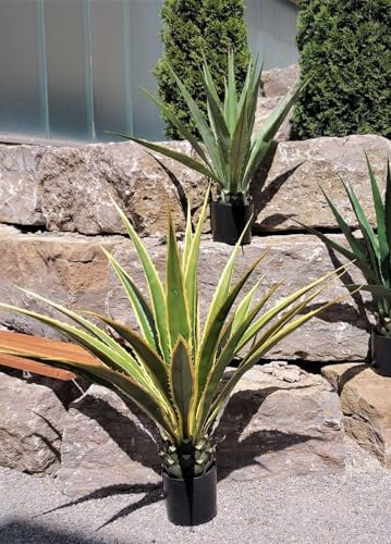 artplants.de Künstliche Agave furcraea gigantea Cherie, grün-gelb, 120cm - Kunst Agave