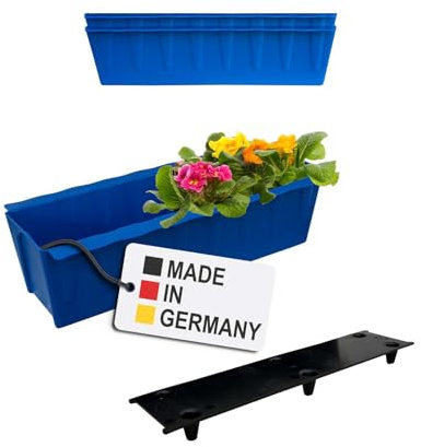 BURI 2 Euro-Paletten Blumenkästen-Einsätze inkl. Bewässerungsmatte | 37,3cm Blau | Pflanzkasten für Europalette Palette | Balkonkasten | Blumentopf | aus stabilen Kunststoff | Made in Germany