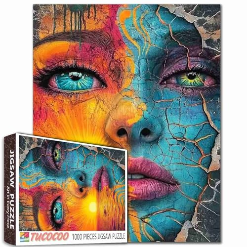 Abstract Woman Face Jigsaw Puzzles 1000 Pieces for Adults,Families(Girl,Sunset,Seascape,Eyes,Lips) Pieces Fit Together Perfectly 19.7''x27.6''inch Performance Frameable Portrait of Female Puzzle Art