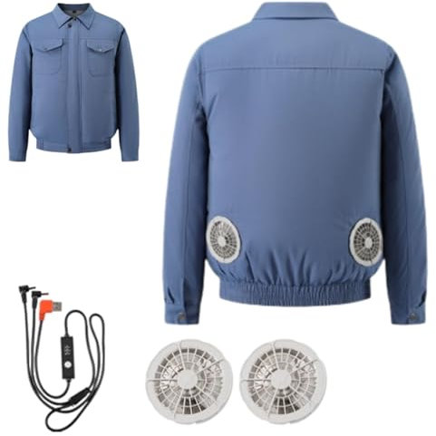 Kuchofuku Air-Conditioned Work Jacket Fan-Cooled Casual Jacket, Summer Air Conditioning Clothes Cool Work (Blue,L)