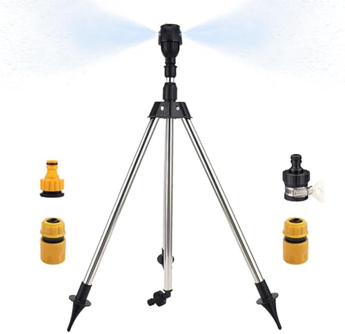 DAWCBVJQ Tripod Sprinkler Drehbarer Dreibeinsprinkler 64 cm Gartensprinkler Edelstahl Rotierende Sprinkler Für Garten Große Fläche, Für Bewässerung