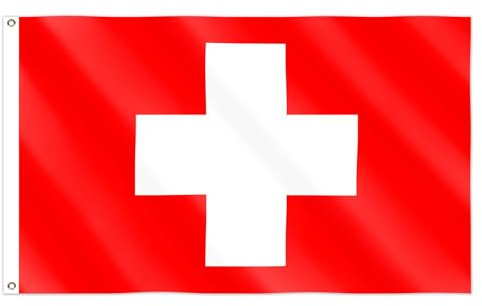 Bandera del Mundial 2026 - Bandera Nacional Oficial de 1,5 m x 0,9 m, Doble Cara con Ojales de Latón para EE. UU., Canadá y México (Suiza)