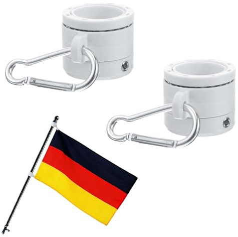 2 Stück Fahnenmast Ring, Fahnenmast-Befestigungsringe, Drehbarer Fahnenmast mit Karabiner, Flaggenmast Ringe aus verstellbare, mit Karabinerhaken, Wird zur Befestigung von Flaggen usw. verwendet