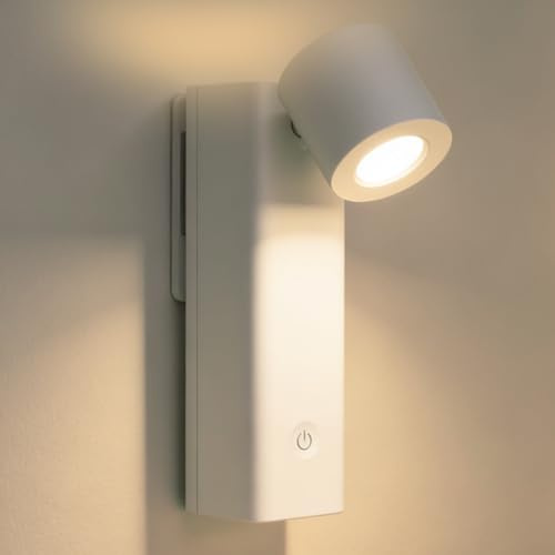 Gemmac LED Leselampe Akku Moderne Wandlampe Wiederaufladbare Buchlampe Einstellbar Abstrahlwinkel Tufenlos Dimmbar Warmweiß Augenschonende Leselicht für Schlafzimmer Wohnzimmer Treppenhaus Korridor