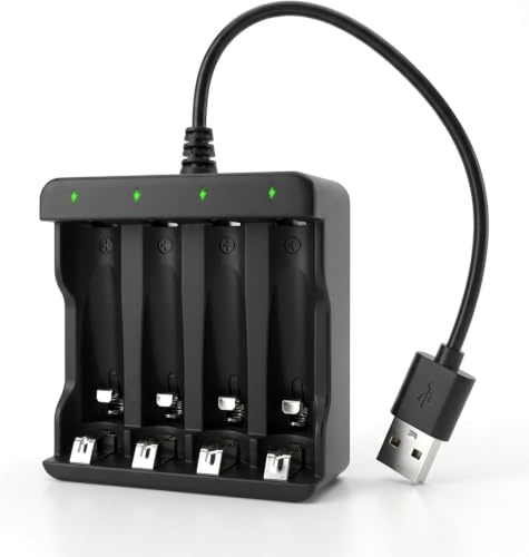 BEVIGOR 4-slot Battery Charger for AA & AAA Rechargeable Batteries, Independent Charging Slots for NiMH/NiCD Rechargeable Batteries, LED Indicator & Overheat Protection for Home & Travel