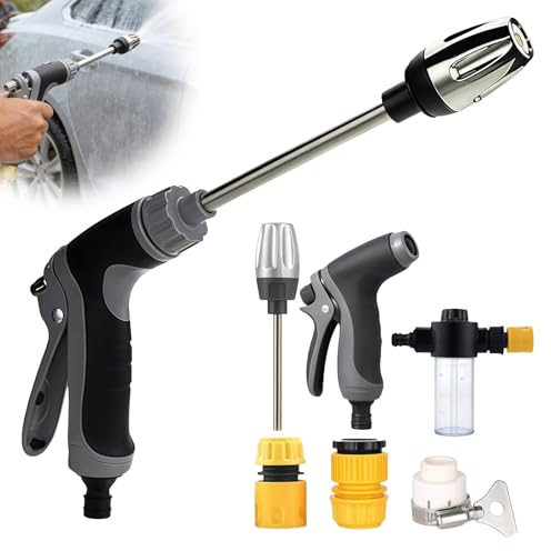 Aquoxis Power Jet Hochdruckpistole, PowerJet - Hochdruckpistole für Gartenschlauch, Gartenschlauch Original mit Zubehör, für Gartenbewässerung Autowäsche Haustierduschen (1 Stück)