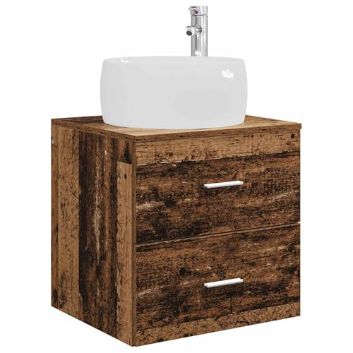 ULUYYUC Wand-Waschtisch mit Waschbecken, Altholz-Dekor, 49,5 cm