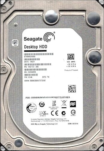Seagate Desktop 6TB Interne Fesplatte ST6000DX000 3,5 Zoll HDD SATA 6Gb/s 7200RPM 64MB Cache (Generalüberholt)