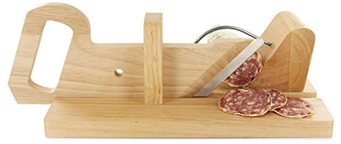 Guillotine à saucisson et charcuterie en bois avec lame en inox et goupille de sécurité – L’indispensable pour vos apéritifs et buffets dînatoires.