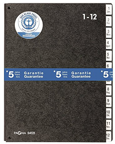 Pagna Pultordner Classic (Pultmappe, 12 Fächer , 1-12/Jan-Dez, schwarz, 5)