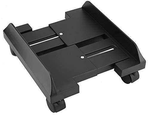 Supporto per CPU, Supporto per PC Case con 4 Ruote Nero Plastica Carrello Porta PC Supporto con Freno con 4 Ruote Piroettanti per Computer Desktop, Larghezza Regolabile (Nero)