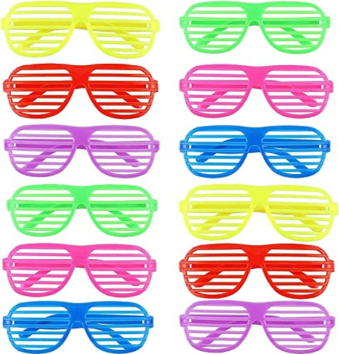 12 Accoppiamenti Moda Occhiali di Ombreggiatura, 6 Colori Occhiali a Righe per Partito Costume Foto Puntelli (Rotondo)