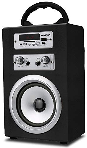 INFINITON Altavoz PORTATIL K8 Bluetooth (Karaoke, Microfono, microSD, USB, MP3, Bateria, Manos Libres) (Negro)