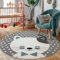 Carpettex Kinderteppich Katze Design Blau 160 cm Rund - Kurzflor Teppich Kinderzimmer für Mädchen und Jungen Pflegeleicht Weich - Waschbarer Spielteppich Babyteppich Gaming Teppich Babyzimmer