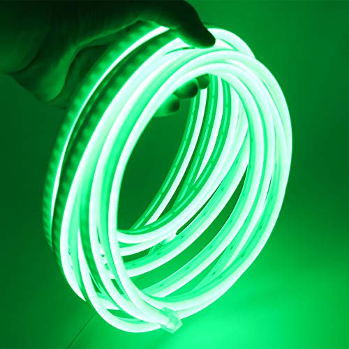 XUNATA Neon LED Strip Streifen, 12V 2835 120leds/m Diffusion Flex LED Lichtband Schlauch (Grün, 5M)