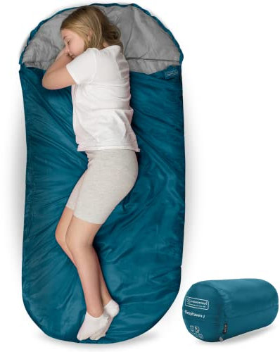 Highlander XL Junior Schlafsack Extra großes Pod-Design, perfekt für Camping und Übernachtungen - Leichte Einzelschlafsäcke für Kinder - The Junior Sleephaven (Marineblau)