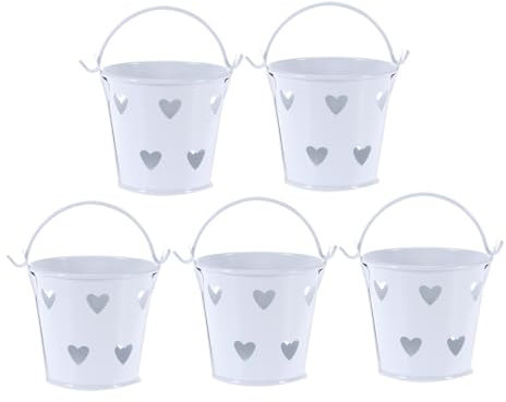 5st Mini-lebensmitteleimer Pflanzkübel Mini-eimer Party-eimer-behälter Hochzeit Eimer Mini Verzinkte Eimer Minikörbe Süßigkeiten Eimer Eiscreme Kunsthandwerk Metall Weiß