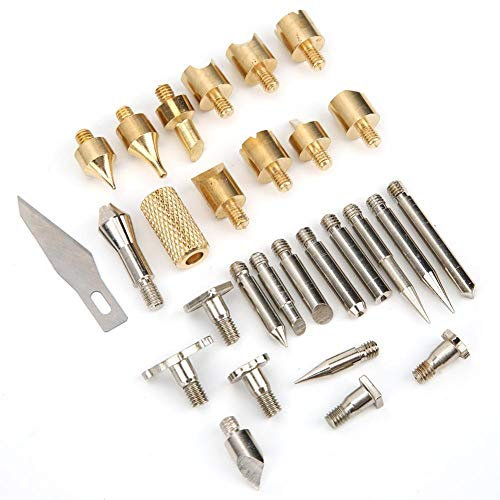 28pcs Pointes de Fer à Souder Panne de Fer à Souder pour Brûler du Bois Outil de Bricolage Pyrogravure Soudure Pointes de Fer + Cuivre