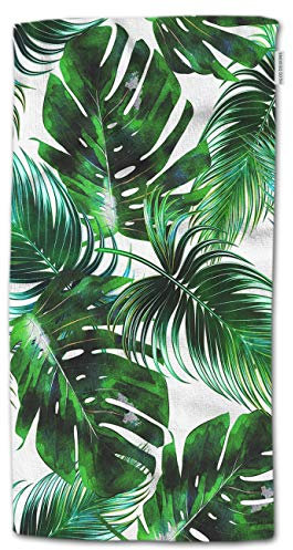 HGOD DESIGNS Palmblatt-Handtücher, Palmblatt, tropische Dschungel, Monstera-Blätter, Blumenmuster, weiches Handtuch für Badezimmer, Küche, Yoga, Fitnessstudio, dekorative Handtücher 38,1 x 76,2 cm