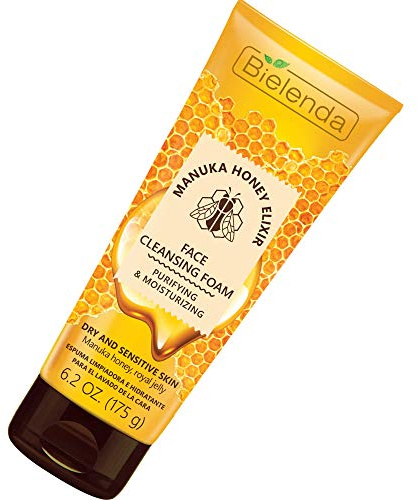 Bielenda Manuka Honey Nutri Elixir - Effectively Cleanses And Refreshes Demanding Dry And Sensitive Skin - Manuka Honey Cleansing And Moisturizing Face Foam For Dry And Sensitive Skin - 175 g