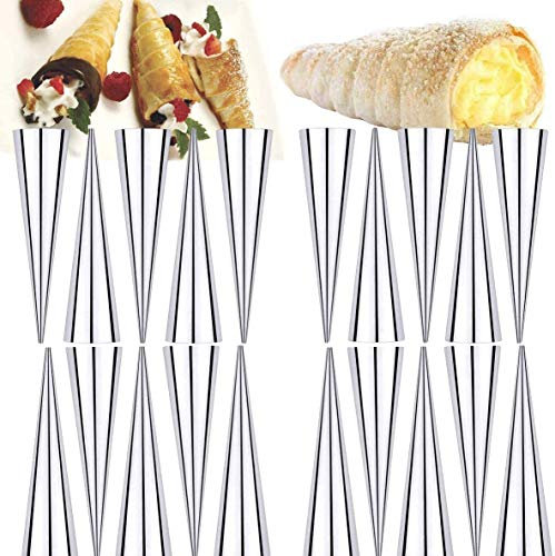 30 Pièces Cônes Droit Moules Crème à Pâtisserie en Acier Inoxydable Set - Grande Taille Cornets à la Crème Conique Spirale pour Cuisine Cannoli, Croissant, Feuilletés, Gâteau, Crème Glacé