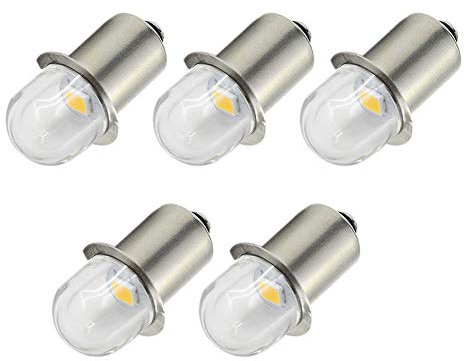 Ruiandsion Upgrade LED Taschenlampen P13.5S Sockel Warmweiße LED Lampen 18V Ersatz für Scheinwerfer Taschenlampen-Taschenlampen, unpolar (5er Pack)