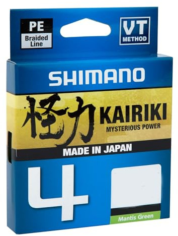 SHIMANO Kairiki 4, Geflochtene Angelschnur, 4-Fach, 150m, 0,13mm, 10,0lb, 7,4kg, Mantisgrün, LDM54TE1013015G