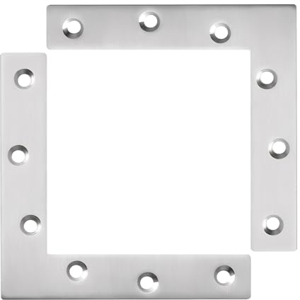 ExcInter 2PCS 150 x 150 mm Stainless Steel Angle Plate Corner Brace L Shaped Flat Repair Bracket