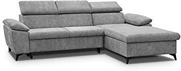 MOEBLO Ecksofa mit Schlaffunktion mit Bettkasten Sofa Couch L-Form Polstergarnitur Wohnlandschaft Polstersofa mit Ottomane Couchgarnitur (274cmx192cmx86cm)-Lorin (Ottomane Rechts, Hellgrau)