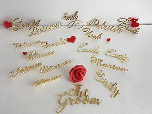 Marque place en plexiglas pour mariage, Personnalisé cartes de place, Cartes de table avec le nom, Placement cartes fête d'anniversaire, Centre de Table Personnalisable - 23 Moderne polices de mariage
