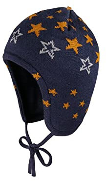 maximo® Jungen Inka-Strickmütze Bommel Sterne, Größe:47, Präzise Farbe:Navy