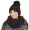 VIVISENCE Damen Bommelmütze Und Loop-Schal Mit Bommel Ideal Für Wintertage 7014, Schwarz,Einheitsgröße