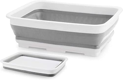 Mr Gadget's Solutions Foldable Collapsible Washing Up Bowl 7L Bucket Dishwashing Tray Camping Kitchen-white