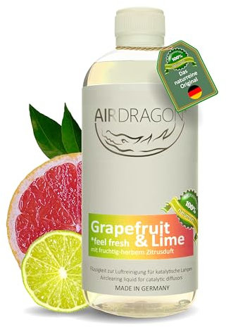 AIRDRAGON GRAPE & LIME - katalytischer Raumduft ohne künstliche Duftstoffe - natürlicher Raumduft mit naturreinem ätherischem Duft-Öl für jede katalytische Lampe 500 ml - Made in Germany