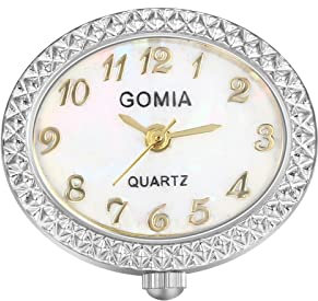 JewelryWe Ringuhr Fingeruhr Damen Analog Quarz Ring Uhr Verstellbare Fingerringuhr Uhrenring mit ovalem Muschel Digital Zifferblatt Silber