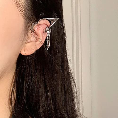 TseenYi Elfenohrringe Strass Cz Quaste Ohr Manschette Baumeln Ohrringe Silber Elfen Manschette Wrap Ohrringe Elfen Ohr Clips Ohrringe Kein Piercing Elfenohr Manschette Schmuck Für Frauen Und Mädchen