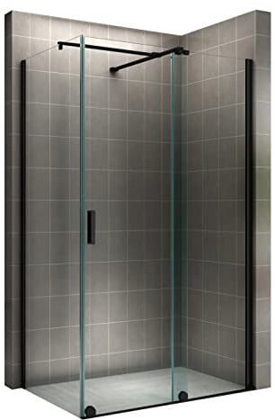 i-flair Mampara de ducha NADINE 180 x 90 cm, con puerta corredera, 8 mm, vidrio templado de seguridad transparente, montaje a izquierda y derecha