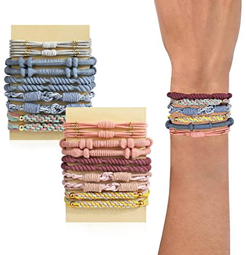RIXERKOC 20Pcs Boho Haargummis für Frauen, Dual-Use Armbänder und Haargummis für dickes Haar/Pony Tails, keine Beschädigung Haar-Accessoires für Mädchen