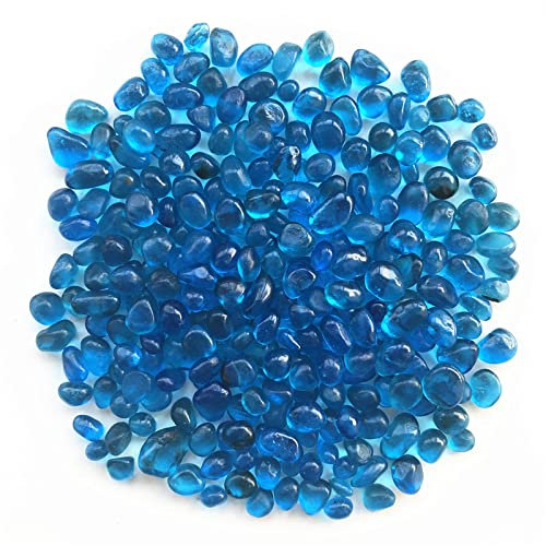 Ghiaia di vetro color blu mare da 50 g, smaltata per acquario, cristalli di quarzo naturale, 8-12 mm