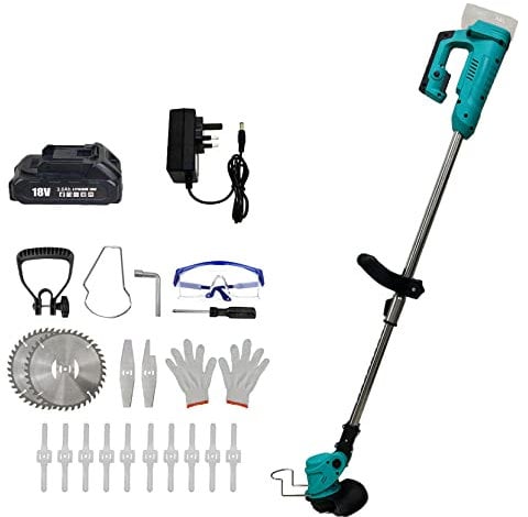 650W Cordless Strimmer with 15cm Cutting Diameter Lightweight Battery Grass Timmer for Garden, Including 14 Spare Blades, 1pc 3.0Ah Battery & Charger, Compatible with Makita 18V Battery