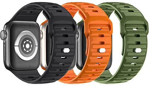 Bracelets de Sport pour Apple Watch Ultra/2 49mm, Silicone Souple Bracelet pour iWatch Ultra 2 Séries 10 9 8 7 6 5 SE 4 3 2 1, Replacement Bracelet 49mm 45mm 44mm 42mm pour Homme femme
