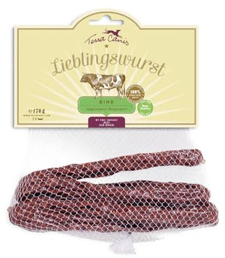 Terra Canis - Lieblingswurst,170g I Luftgetrocknete Wurst I Premium Snack für Hunde in 100% Lebensmittelqualität Aller Rohstoffe (Rindfleisch)