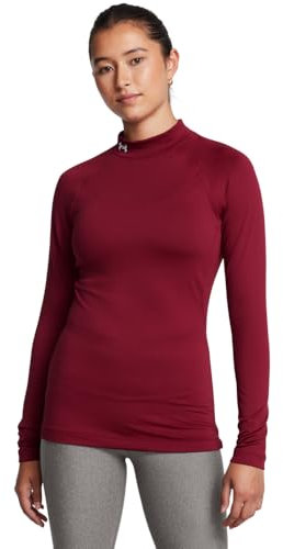 Under Armour ColdGear Authentics Damen Mock Neck, (626) Cardinal/White, X-Klein