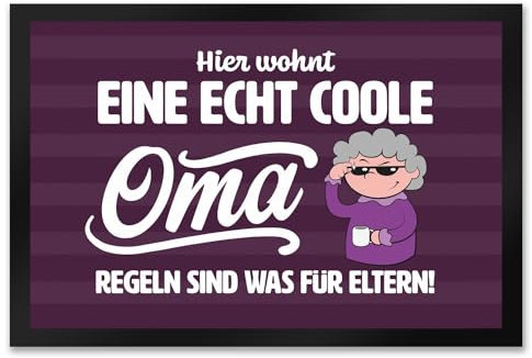 Coole Oma Fußmatte XXL in 50x75 cm mit Spruch Regeln sind was für Eltern EIN lustiger Türvorleger für die Eingangstür Enkel Fußabstreifer Fußabtreter Türmatte cool Muttertag Tür