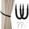 HOTUT Vorhang Raffhalter, 2 Stück Curtain Rope Buckle, Handgestrickte Vorhang-Raffhalter, Vorhangbinder, Gardinen Raffhalter für Haus Office, Wohnzimmer, Schlafzimmer-Schwarz