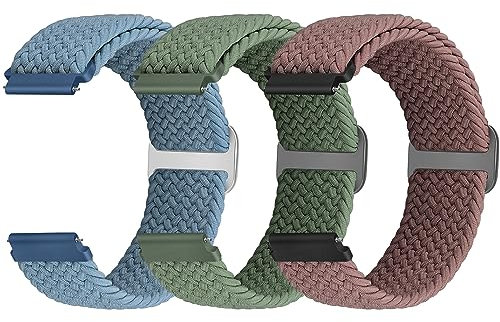 22mm Geflochtenes Armband Kompatibel mit Samsung Galaxy Watch 3 45mm/Galaxy Watch 46mm/Gear S3 Frontier/Garmin Venu 3/2/Vivoactive 4/Forerunner 570(47mm)/Amazfit Bip 6/5/GTR 4/3/2/Balance Damen Herren