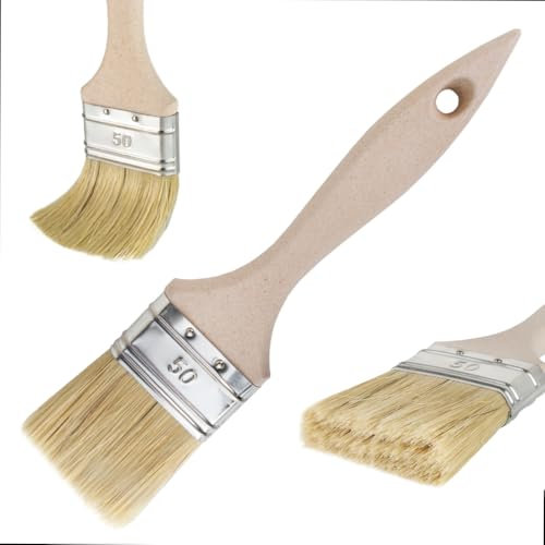 5X Flachpinsel 50 mm | Lackierpinsel & Lasurpinsel | Profi-Qualität | Synthetik-/Naturborsten | Holzgriff | für Lacke & Lasuren (5 Stück, 50mm)